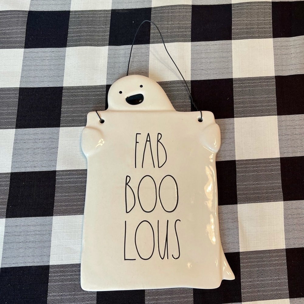 Rae Dunn FAB BOO LOUS Ghost Sign